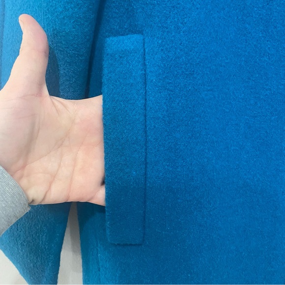 J. Crew Wool Blend City Coat size 12 Azure Blue Zip Closure Pea Coat - Picture 4 of 11